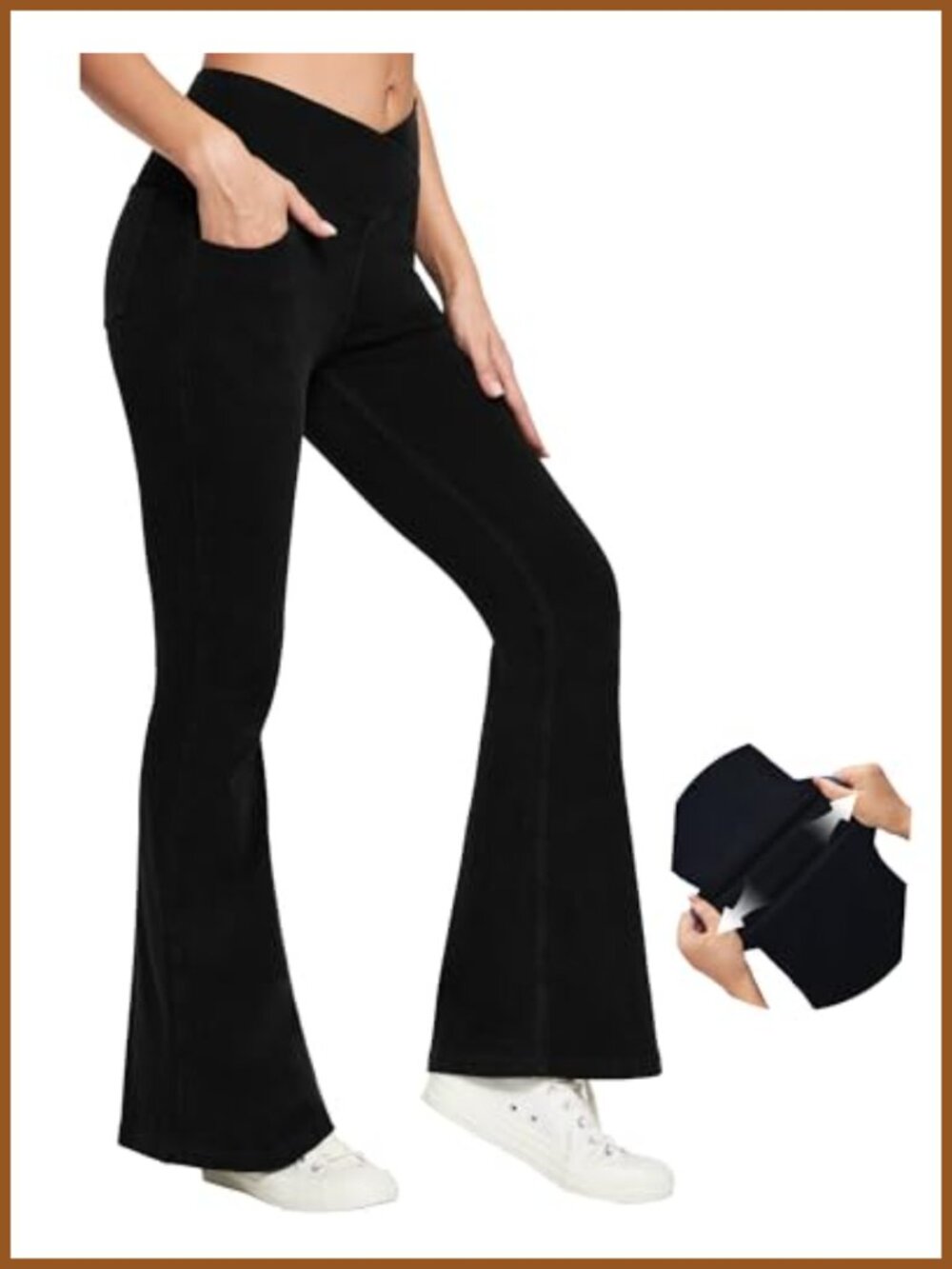 Stretchy Bell Bottom Jeans Pull On High Waist Flare Leggings